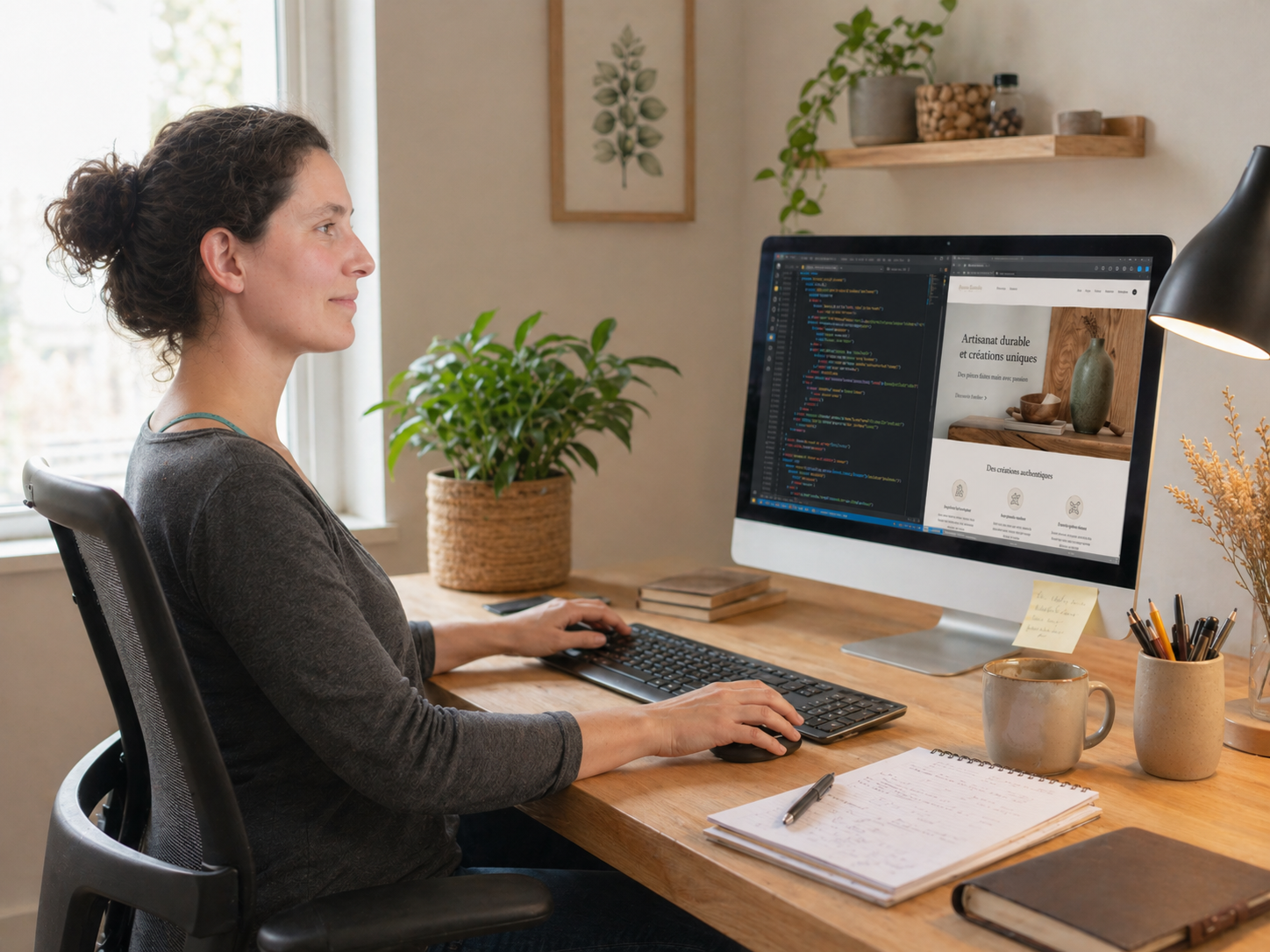Anne Ory au bureau pour créer votre site internet